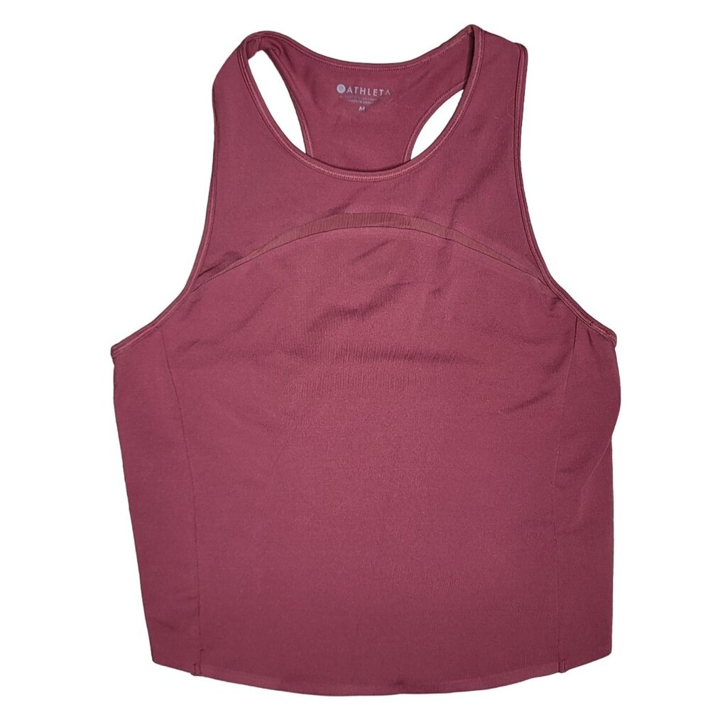 Athleta Women's Medium Burgundy Racerback cropped Tank Top Mesh Back